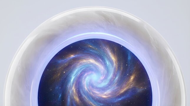 Majestic archway into galaxies concept. A mesmerizing swirling galaxy into a ceramic bowl design.