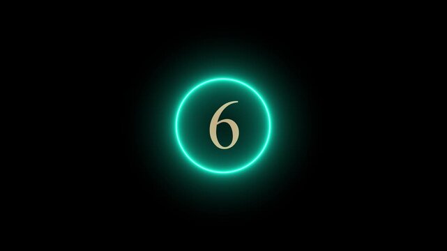 Futuristic digital countdown timer with glowing blue neon circle on black background