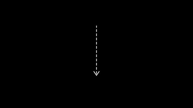 down and up arrow direction icon with dotted line animation on Black background. dot arrows icon sign animated 4k video.
