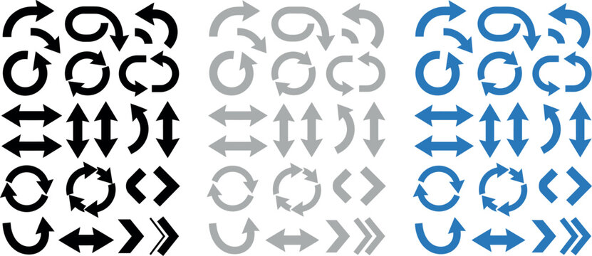 Collection of various arrow icons and refresh symbols