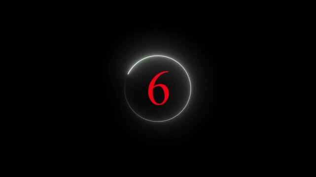 Red numbers countdown timer from 10 to 1 with white glowing circle loader