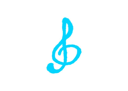 Blue hand drawn treble clef musical notation symbol with isolated background creative illustration notation classical performance composition instrument