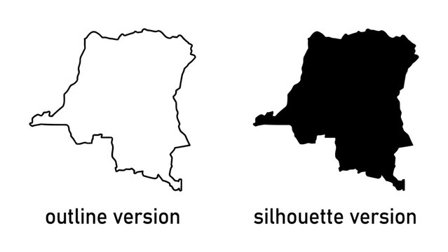 Map Outline and Silhouette of Democratic Republic of Congo