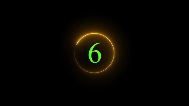 green numbers countdown timer from 10 to 1 with white glowing circle loader