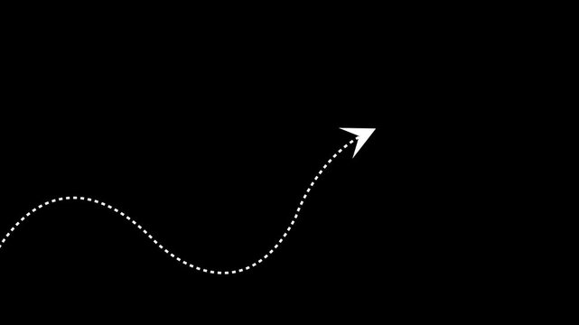 Dotted wave arrow path Curved navigation direction line Motion graphics of hand drawn movement indicator 4k video.