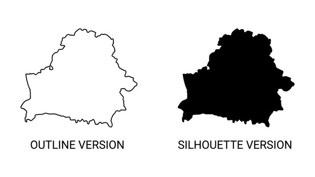 Outline and Silhouette Map of Belarus