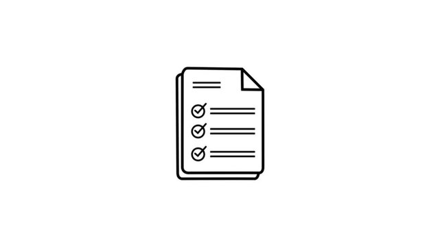 check list animated outline icon animated checklist board list icon looping, check list line icon 4k motion design for web design, Approval and success checkmark with boxes being ticked