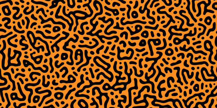 Abstract Turing pattern background. Trendy Black and white Turing pattern. Seamless brush pen textile doodle pattern grunge texture. Trendy modern ink artistic design. Reaction diffusion pattern. art.