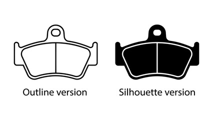 Brake Pad Designs: Two distinct designs of a brake pad are presented: an outline version and a silhouette version, showcasing a critical automotive component. © Nadim