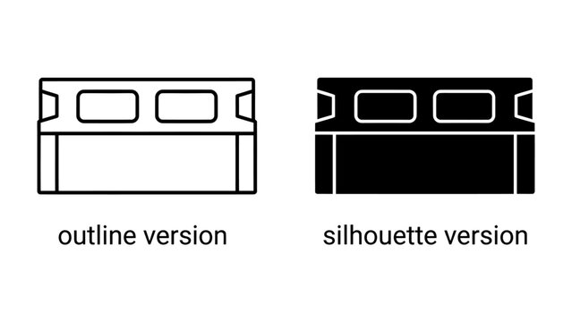 Cinder block outline and silhouette: A graphic representation showcasing a cinder block in both an outline and silhouette style, highlighting its distinctive structure and form for design purposes.