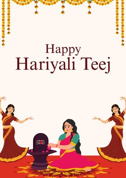 Hariyali Teej Brown and Yellow Traditional Greeting Poster