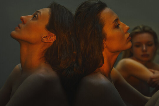 Artistic composite portrait of a woman's dual profile