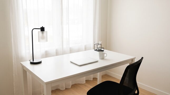 A minimalist home office workspace setup.