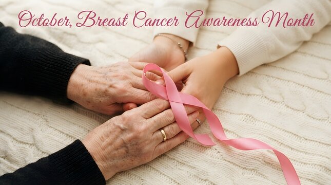 Breast cancer awareness month generational support pink ribbon symbolism