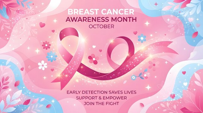 Breast cancer awareness month october pink ribbon early detection saves lives