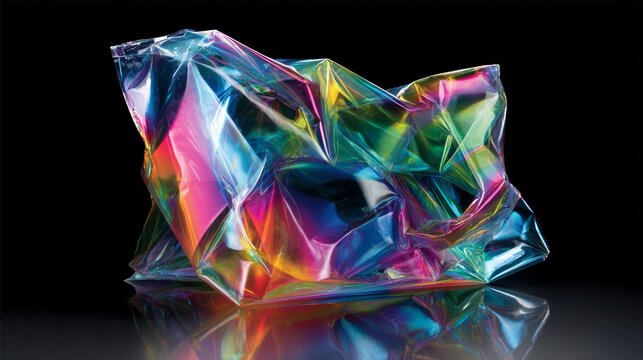 Iridescent Holographic Material on Black Background