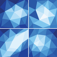 Fototapeta premium Blue Low Poly Geometric Background Collection Flat Vector Illustration