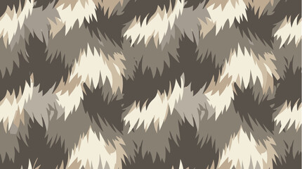 Seamless abstract camouflage pattern with jagged organic brushstroke shapes in gray, taupe, beige, and cream tones © AI illustration 