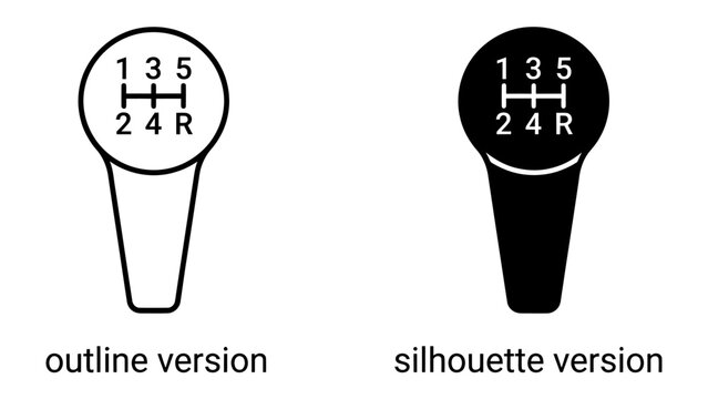 Gear Shift Knob Icons: Two icons representing a gear shift knob, one as an outline and the other as a silhouette, showing the standard 5-speed manual transmission layout.
