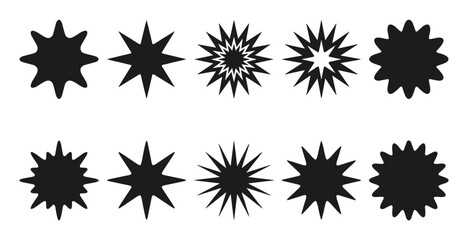 Explosion effect icons in various shapes and styles for graphic design and digital art  comedic boom burst symbols © Kumot Roy