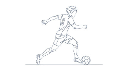 Fototapeta premium Soccer Player Kicking Ball Line Art