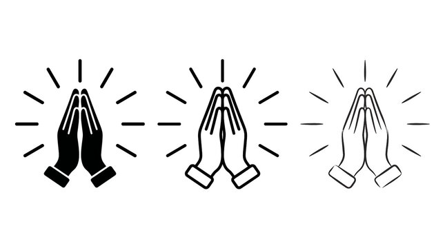 Minimalist Praying Hands Vector Icons for Religion, Worship and Spiritual Design