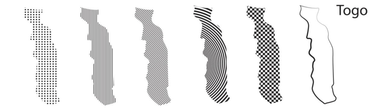 Togo map infographic simple design element black abstract geometric pattern icon style Togo country landscape outline shape vector illustration