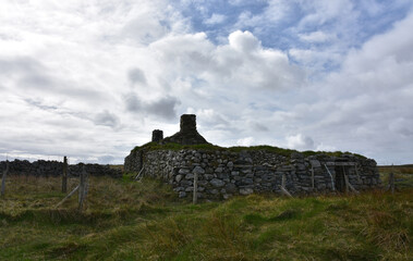 Abandoned Stone Croft Ruins in Rural Scottish Countryside Landscape © dejavudesigns