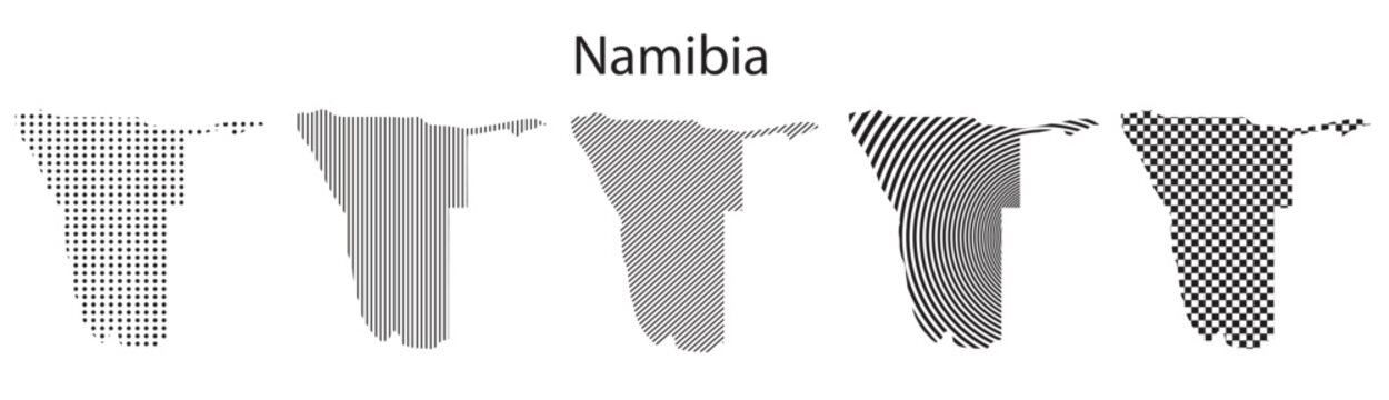 Namibia map infographic simple design element black abstract geometric pattern icon style Namibia country landscape outline shape vector illustration