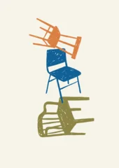 Hand drawn retro chair vector illustration. Vintage print in doodle style.  © NadezdaBarkova
