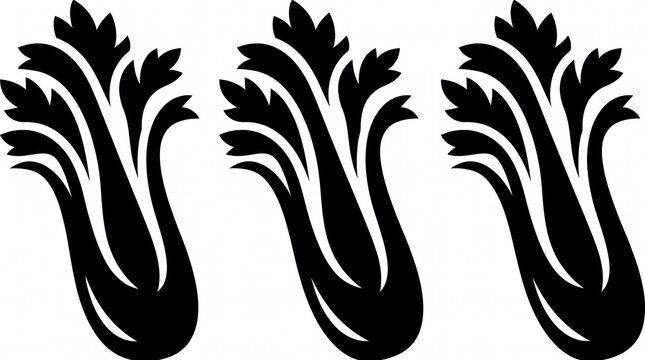 Stylized plume silhouettes with ornamental symmetry, flame‑like elegance, heraldic inspiration, artistic minimalism, timeless design, symbolic foliage, refined decorative essence.
