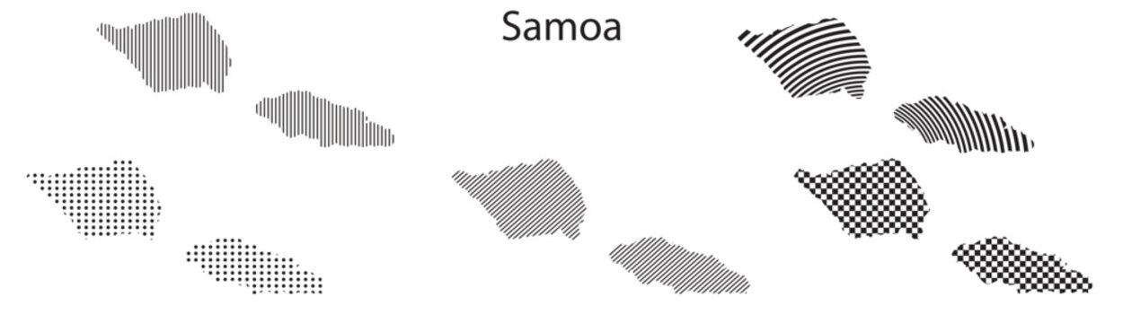 Samoa map infographic simple design element black abstract geometric pattern icon style Samoa country landscape outline shape vector illustration