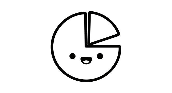 Kawaii pie chart character with separated slice