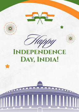 Independence Day Orange Green and White Simple India Greeting Poster