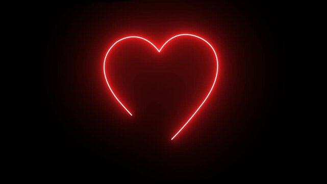 Glowing Heart Trail Animation with Neon Light Loop on Transparent Background