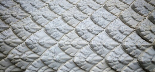 Naklejka premium Traditional Thai Naga Scales Ceramic Texture, White Crackle Glaze Pottery Background.
