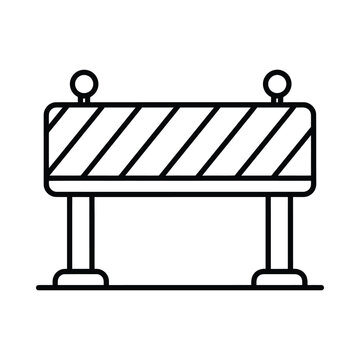 A black line drawing depicts a roadblock on a flat surface.