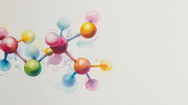 Colorful molecular structure illustration.