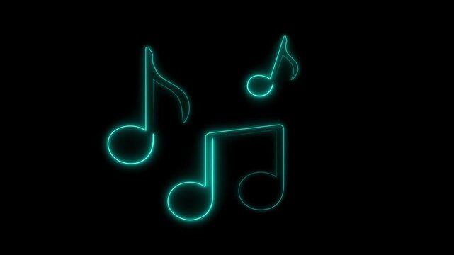 Glowing neon effect music icon. Music note neon purple color of illustration. Neon music note icon.