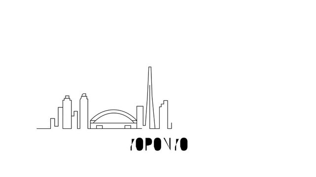 Simple line art of a Toronto city skyline