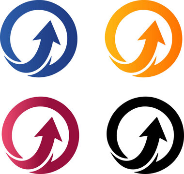 Stylized Letter O or Circle Logo Template with Upward Trend Arrow Vector Graphic