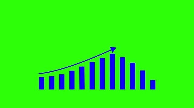 Business growth concept in graph chart showing marketing sales profit increasing to future target. business graph success animation arrow on black background 4k video white alpha channel.