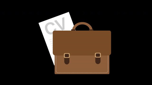 Professional Briefcase with Resume Curriculum Vitae Animation 