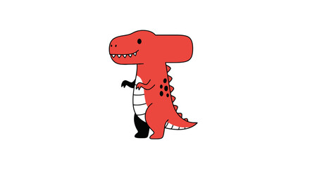 Red cartoon dinosaur character in shape of letter t © jepri
