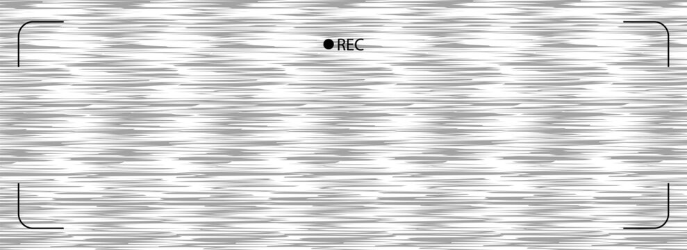 Flat design camera viewfinder with static glitch background