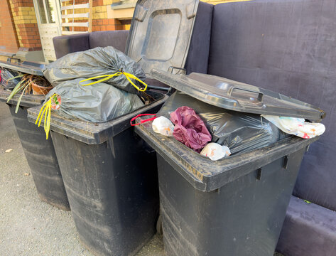 full garbage trash in the german street