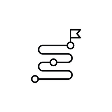 Process progress path icon with checkpoints and flag finish line progress checkpoint milestone