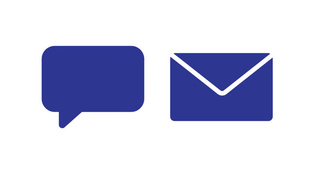 Speech bubble and mail envelope communication icons with envelope communication technology interface isolated notification correspondence information dialogue conversation