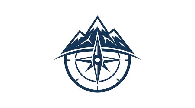 Minimalist Mountain Compass Logo Vector Icon for Travel and Adventure Navigation Design