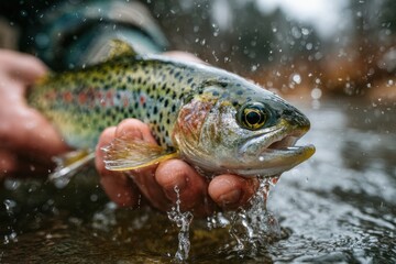 Fototapeta premium Close View of Ethical Angling Release